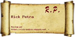 Rick Petra névjegykártya